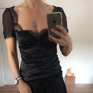 Dolce & Gabbana black satin top